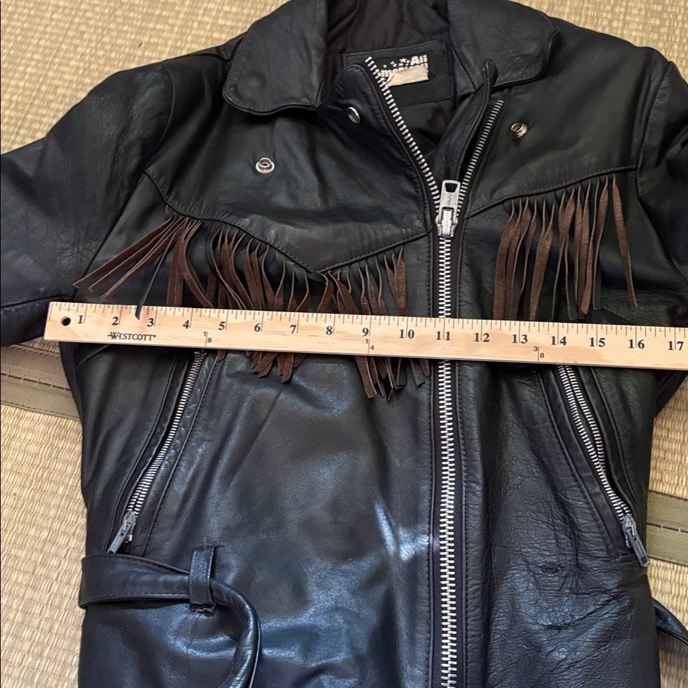 All American Rider Black Leather Fringe Jacket M - Picture 11 of 14
